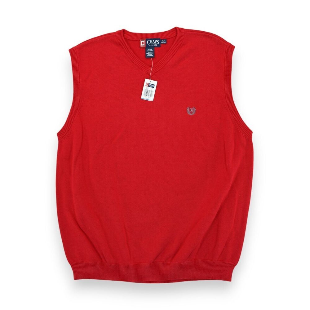 NWT Sweater Vest Chaps Cable Knit Red Pullover V-Neck Sleeveless Size XL